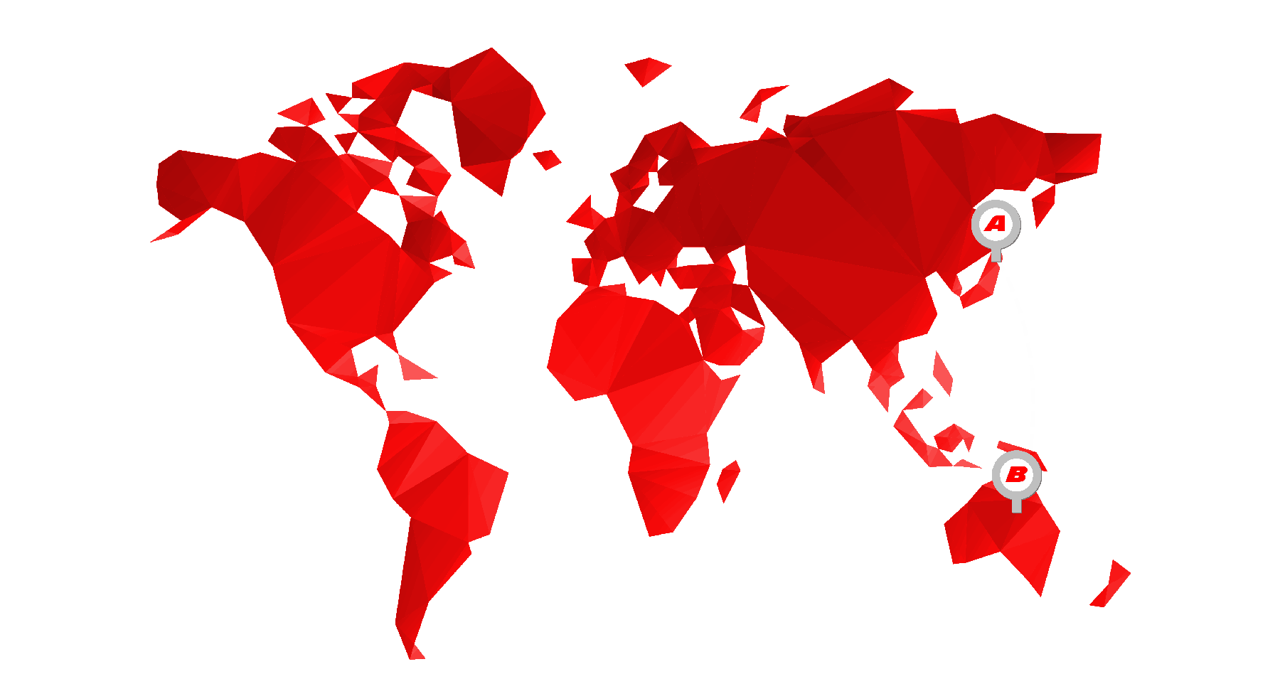 Red Map with Broken Lines Pointing from A to B | Import Cars From Japan To Australia