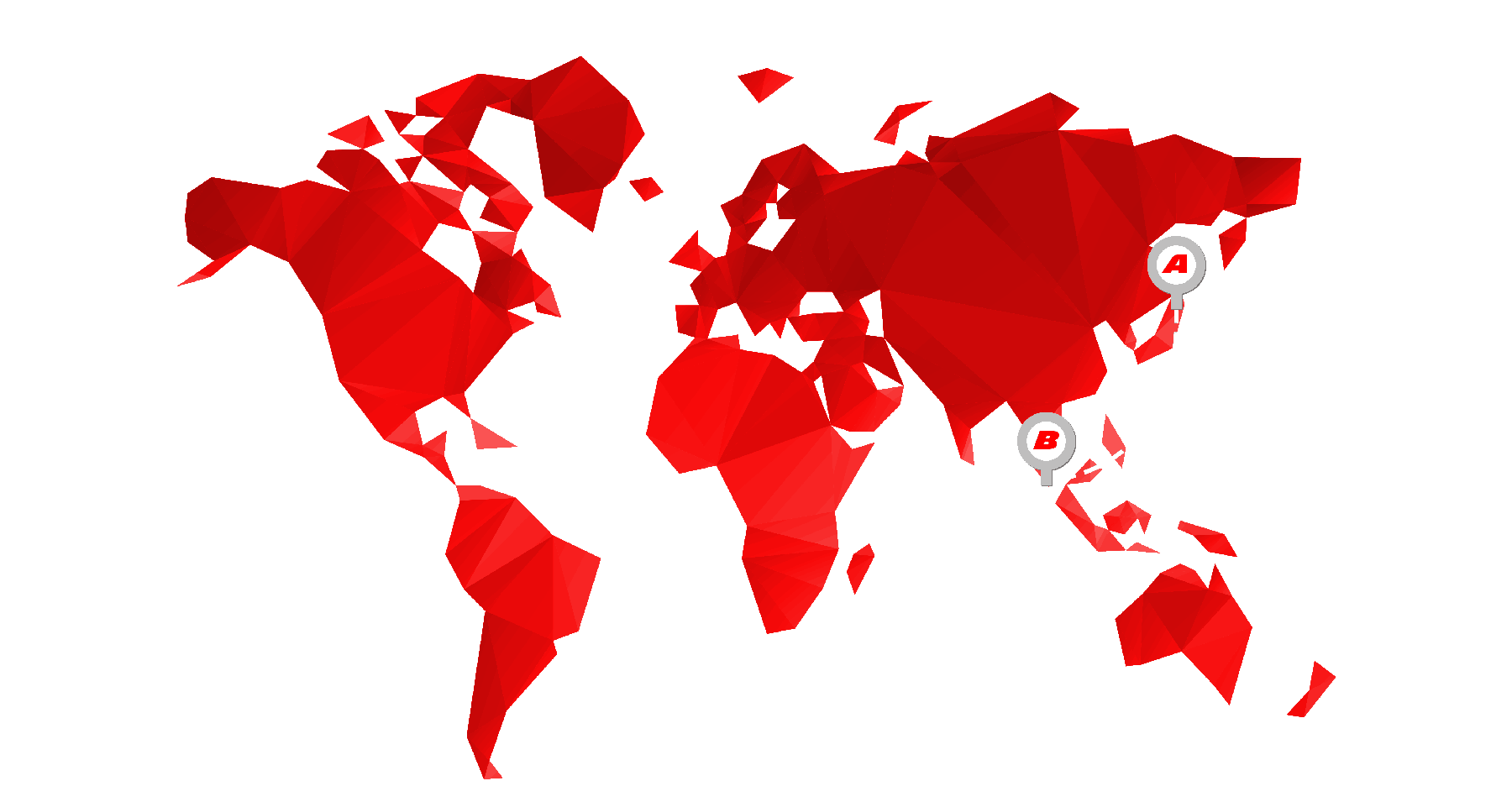 Red Map with Broken Lines Pointing from A to B | Import Car from Japan To Singapore