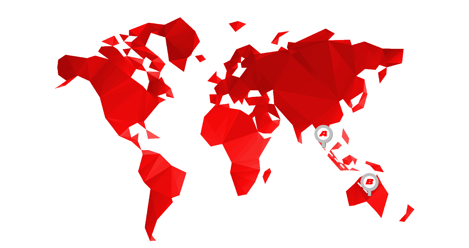 Red Map with Broken Lines Pointing from A to B | Import Car From Singapore To Australia